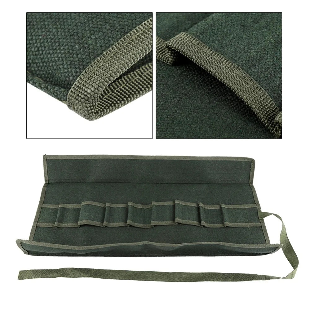 Werkzeug-Rolltasche aus Canvas mit 10 Fächern, faltbar für Garten- und Handwerkzeuge